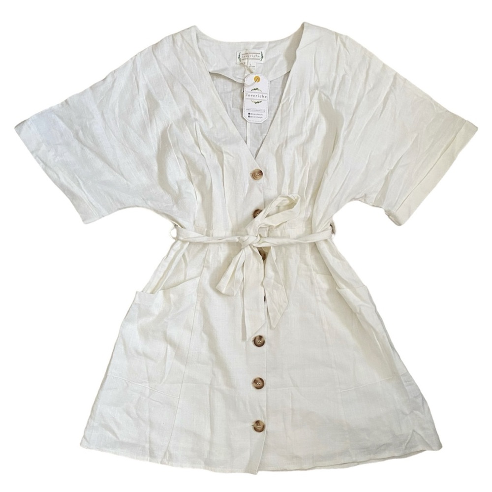 Cotton and Linen Blend A-Line Dress